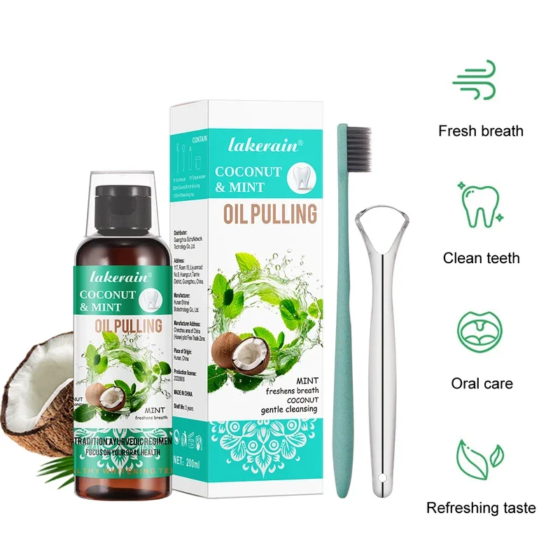 Teeth Whitening Oil Pulling - 60/100/200/250 мл кокосовое мятное масло для