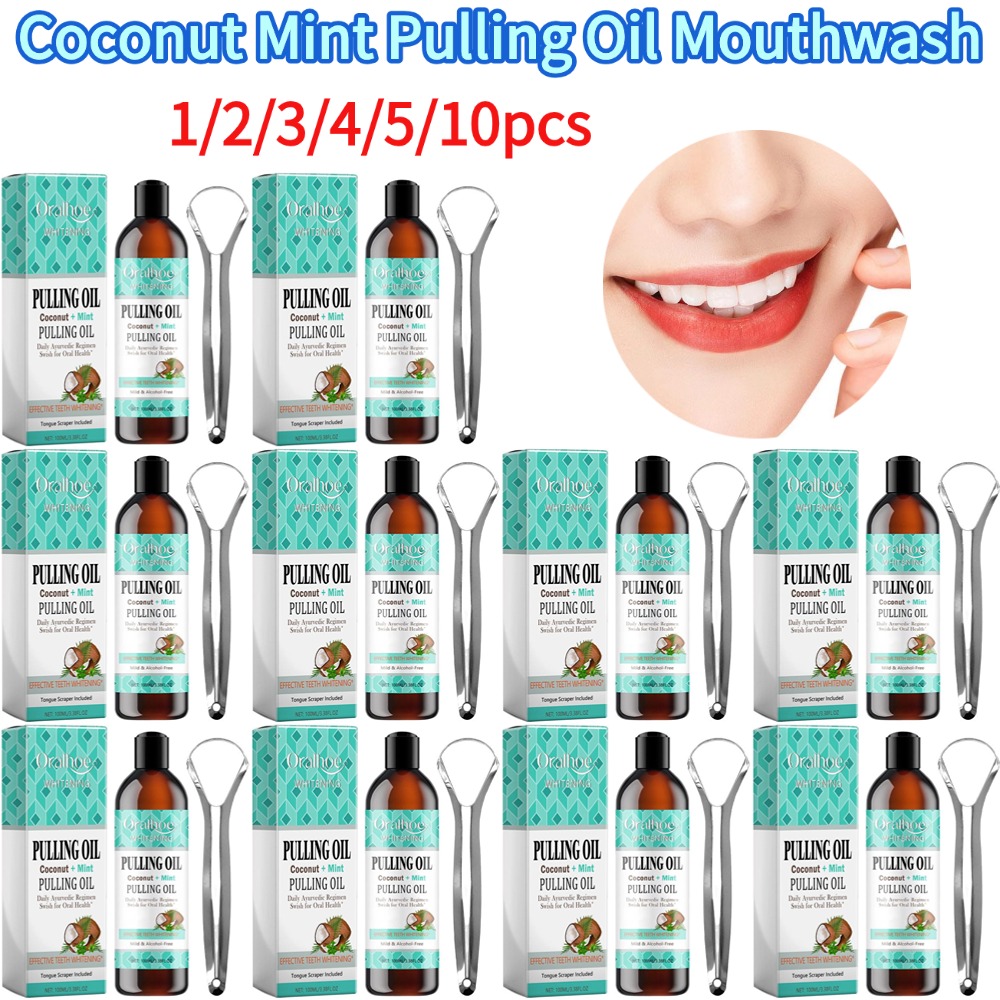 Teeth Whitening Oil Pulling - Масло для вытягивания кокосовой мяты, ополаскиватель