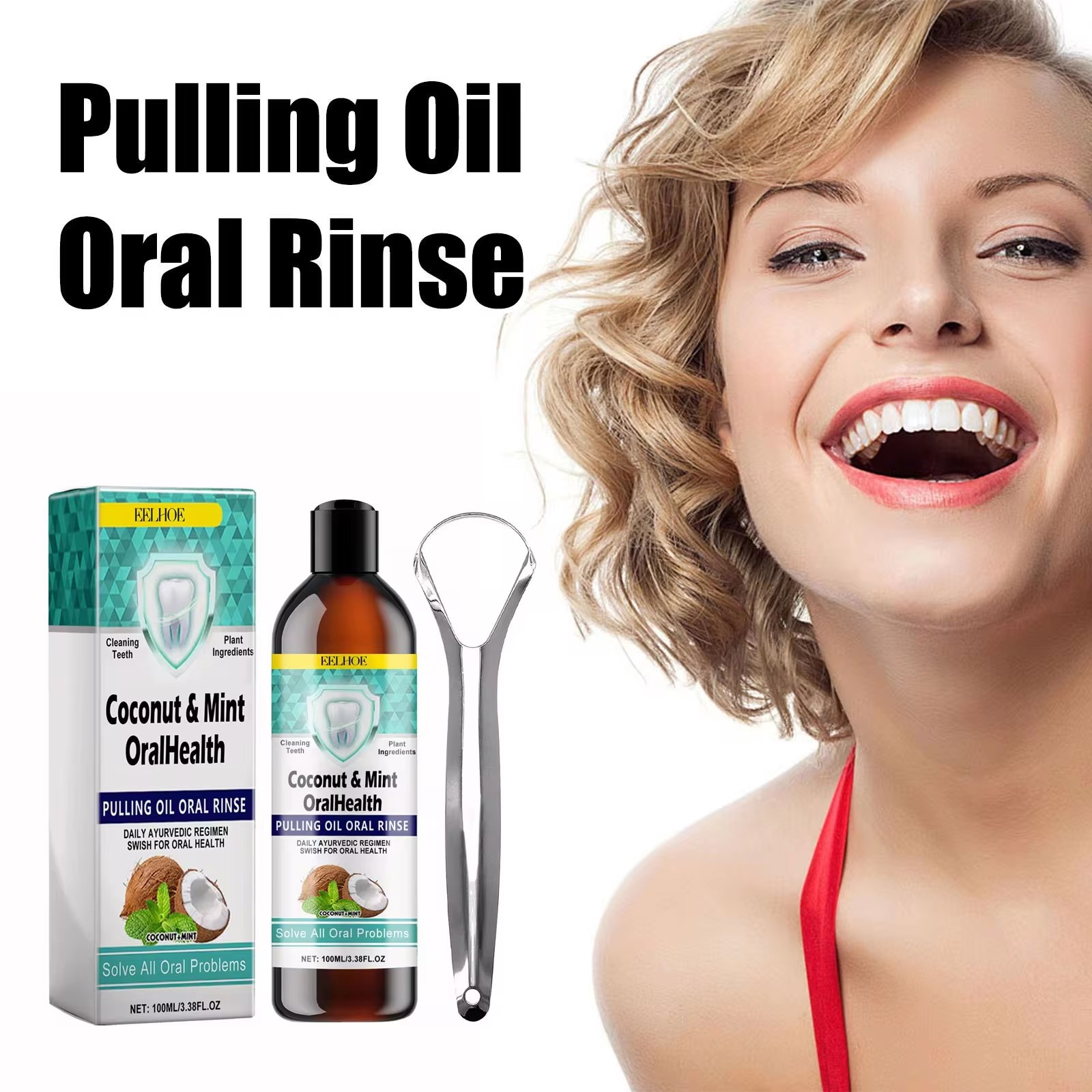 EELHOE мятное кокосовое масло, – обзор и цена Teeth Whitening Oil Pulling